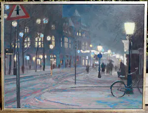 Nico Heijligers - Janskerkhof, sneeuw, olieverf op paneel kopen? Bied vanaf 1100!