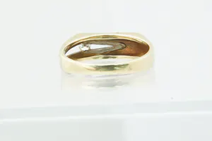Vintage 14 krt gouden A-symmetrische solitair-ring - bicolor - 0.10ct briljant kopen? Bied vanaf 160!