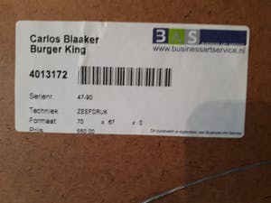 Carlos Blaaker - Burger King - Ingelijst - 98x98 cm kopen? Bied vanaf 25!