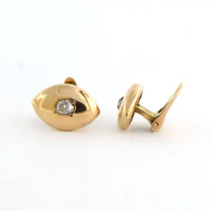 18k gouden boordknopen bezet met diamant kopen? Bied vanaf 210!
