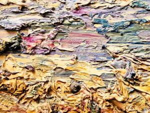 Margje Toonder-Herblot - Pasteus expressionistisch materie (schelpen en wier) schilderij "kustlandschap" kopen? Bied vanaf 85!