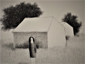 Metten Koornstra - meester van de verstilling - Litho - Vrouw in landschap - gesigneerd - jaren 60 kopen? Bied vanaf 10!