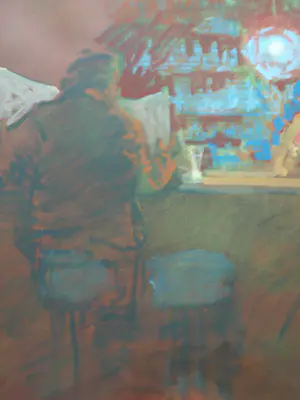 Peter Polderman - Ingelijst , Tempera , In het Café 2 – 1990 - Lijst, 78 x 97 cm kopen? Bied vanaf 150!