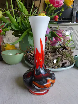 Carlo Moretti - Opaline Florance vaas met vlammen: vetreria di borgonovo kopen? Bied vanaf 75!