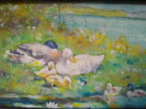 Niet of onleesbaar gesigneerd - Eendenfamilie aan de waterkant kopen? Bied vanaf 1!