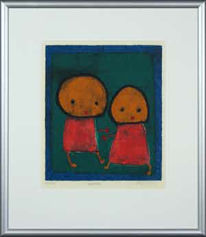 Giovanni Vetere - Zeefdruk, Sorelline - Ingelijst verkocht voor € 60!