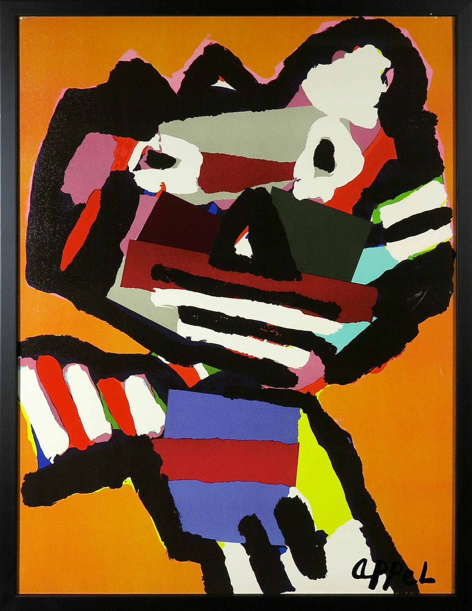 Karel Appel - Zeefdruk op doek, Catface - Ingelijst kopen? Bied vanaf 150!