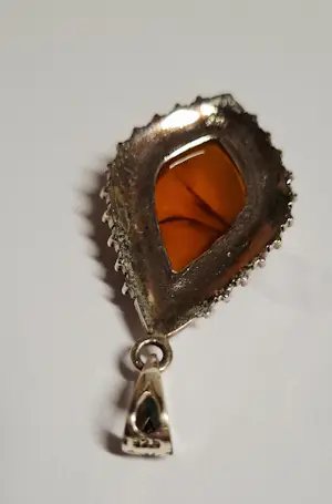 Nieuwe vintage teardrop-hanger met gouden amber en marcasiet kopen? Bied vanaf 65!