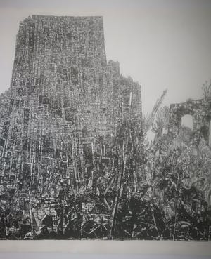 Jan Bernard Meinen - Grote pentekening. Stad. kopen? Bied vanaf 50!