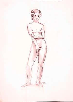 Jan Sluijters (jr.) - Tekening, Staand naakt verkocht voor € 60!
