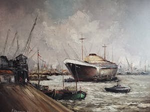 Rick Theunissen - Havenzicht op bedrijvige Rotterdamse haven kopen? Bied vanaf 65!