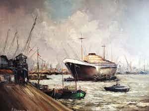 Rick Theunissen - Havenzicht op bedrijvige Rotterdamse haven verkocht voor € 65!