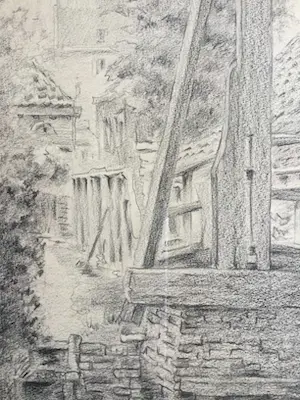 Sebo Detmers - Kwakelbrug Edam | tekening - ingelijst kopen? Bied vanaf 35!