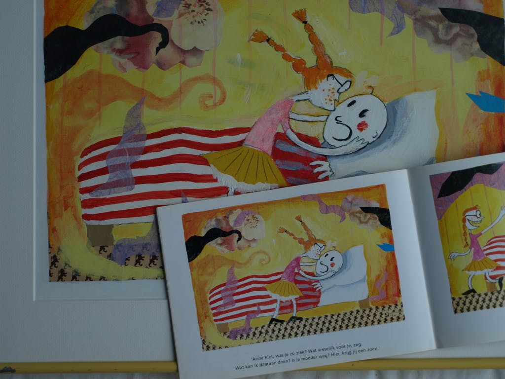 Daan Remmerts de Vries - Acryl en collage , Het leven is raar 14 – Ingelijst-1997 kopen? Bied vanaf 40!