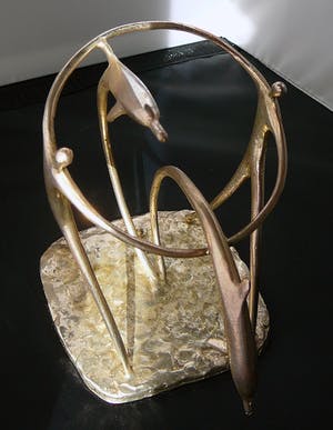 Corry Ammerlaan - Zilver legering: twee figuren met dolfijnen kopen? Bied vanaf 30!