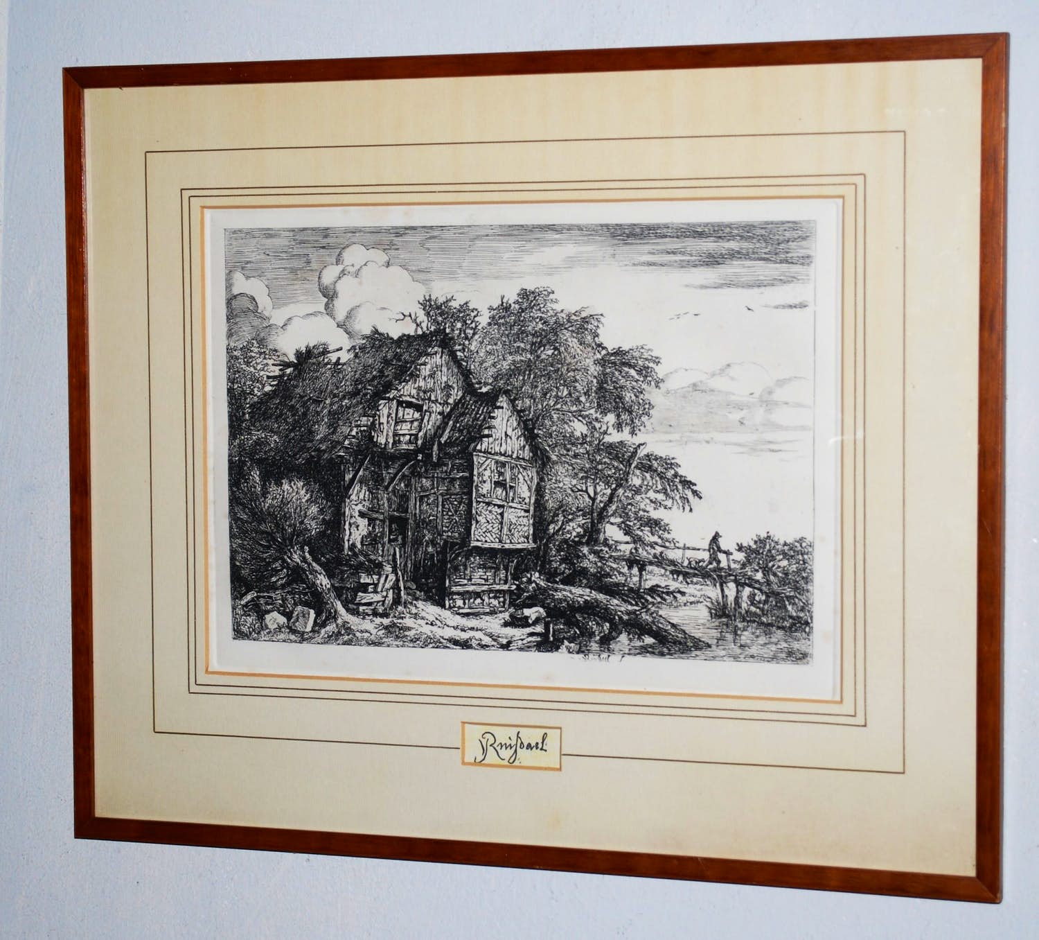 Jacob van Ruisdael - Het bruggetje - ets, nadruk van de 2e staat - genum.1/56 - gratis verzending NL verkocht voor € 50!