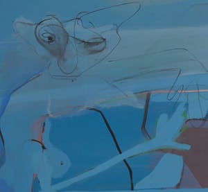 Jorine Giezen - Acryl op doek, Z.T. Fantasiefiguur in blauw - Ingelijst kopen? Bied vanaf 1!