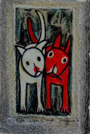 Hans Innemee - Ingelijste zeefdruk: "blanc et rouge" - 2001 kopen? Bied vanaf 199!