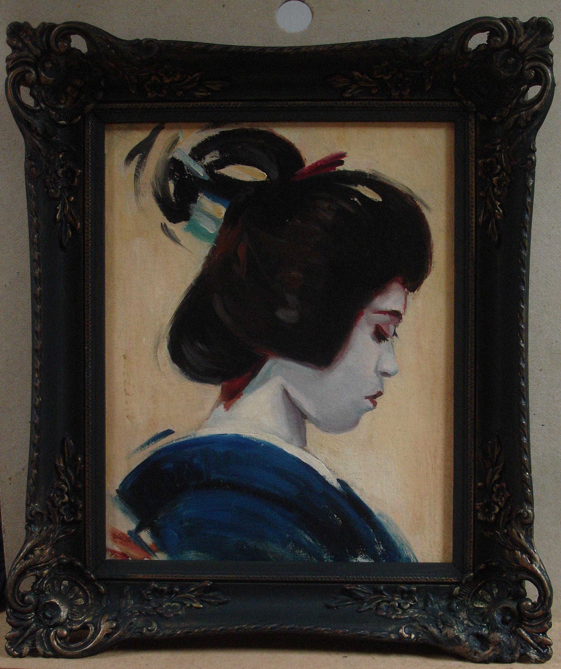 Niet of onleesbaar gesigneerd - Portret van een geisha. verkocht voor € 65!