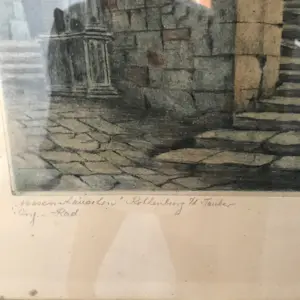 Friedrich Hartmann - Mesnerhäuschen Rothenburg o/d Tauber – handgekleurde ets kopen? Bied vanaf 80!