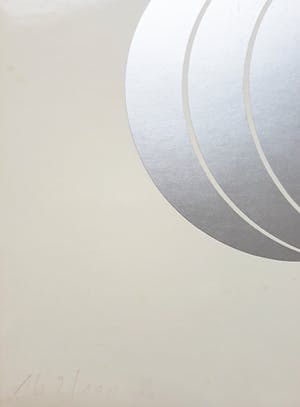 Thomas Lenk - Compositie in zwart en metallic zilver, zeefdruk kopen? Bied vanaf 75!