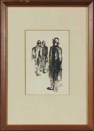 Buy Jan Rijlaarsdam - Inkttekening, Drie mannen - Ingelijst? Bid from 1!