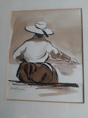 Cees Bantzinger - Aquarel, 4 portreten van mensen kopen? Bied vanaf 40!