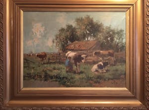 Cor Bouter - Cor Bouter (pseud. C.Verschuur), melkbocht, olie op doek kopen? Bied vanaf 625!