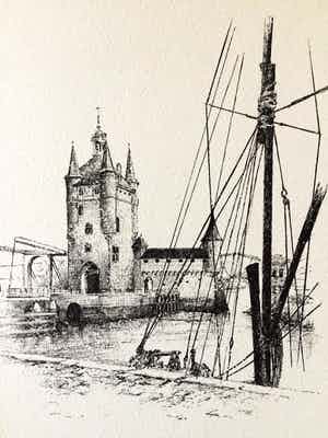 Koster Kees - Kees Koster - Zierikzee "Zuidhavenpoort", Tekening verkocht voor € 50!