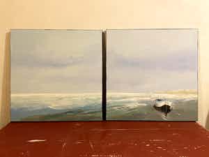 Gerard Carbo - Vissersboot in de branding (eigen interpretatie) verkocht voor € 150!