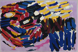Karel Appel - Scheerwollen kleed, Stripes (Zeer groot) kopen? Bied vanaf 850!