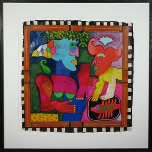 Clemens Briels - Geschept papier en hout, Habla ambas.. - Ingelijst (Groot) kopen? Bied vanaf 100!