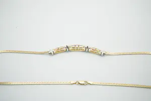 21- Fraai 14krt bicolor goud en ca. 0.30ct diamanten halssieraad kopen? Bied vanaf 630!