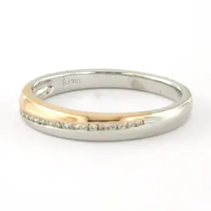 14k bicolour gouden ring met briljant geslepen diamant tot. 0.10ct – F/G - VS/SI kopen? Bied vanaf 350!