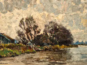 Johannes K. Veerman - schilder van de "Leidse School" - impress. olieverf - rivierlandschap - gesign. kopen? Bied vanaf 36!