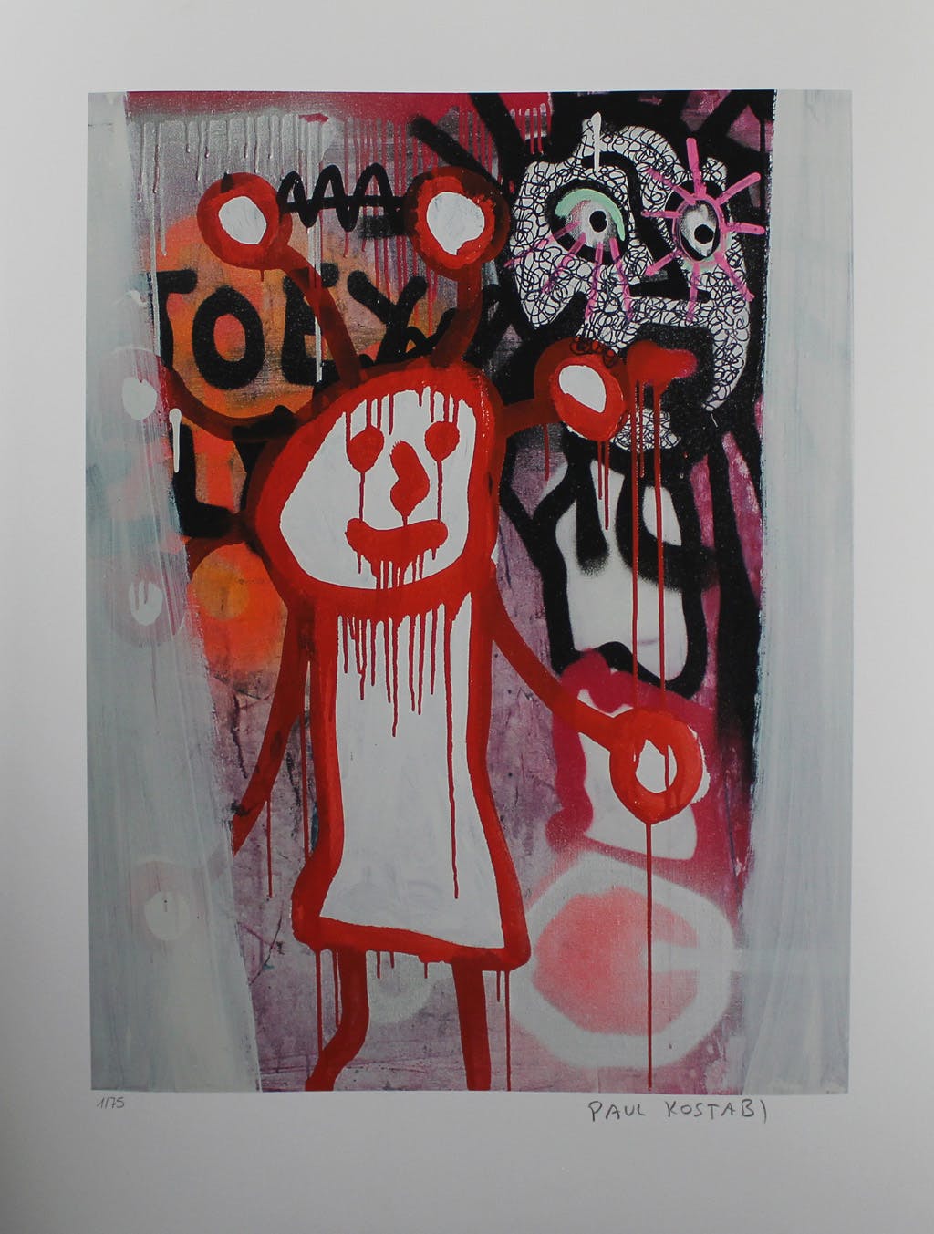 Paul Indrek Kostabi - Kleurengiclee FUNNY PEOPLE Handgesigneerd verkocht voor € 45!