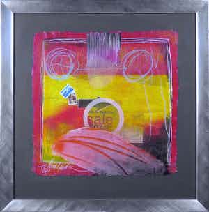 Theo Koster - Zeefdruk en collage, Love escape - Ingelijst verkocht voor € 35!