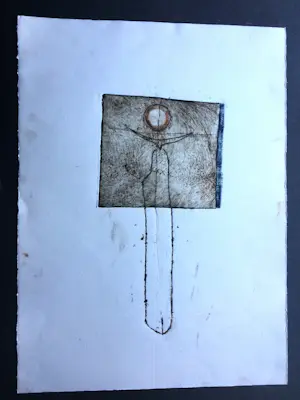 AcheterNiet of onleesbaar gesigneerd - staand figuur (kleurets-inkttekening)? Enchérissez de 10!