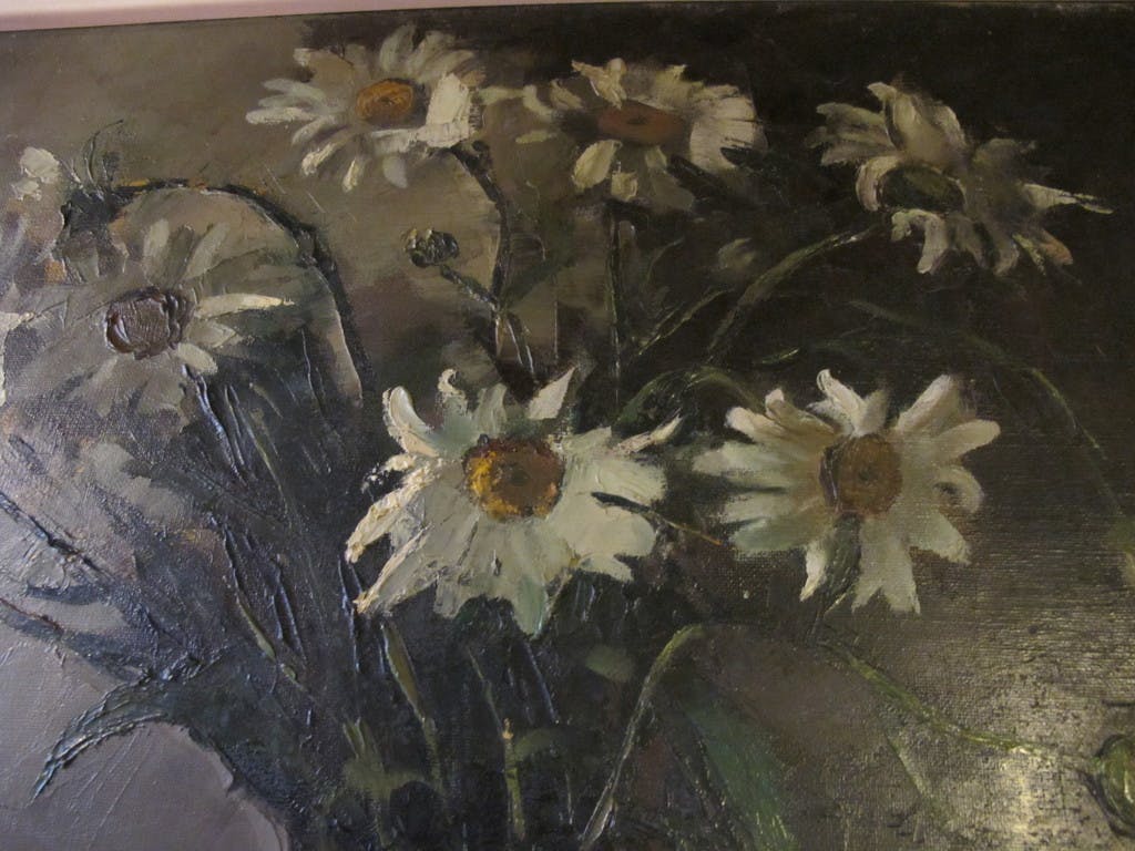 Pierre Hendrix -  P.Hendrix, leuk stilleven met margrieten en aardbeien. olie/doek. kopen? Bied vanaf 1!