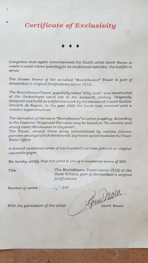 Gerrit Neven - Montelbaans Toren Amsterdam kopen? Bied vanaf 500!