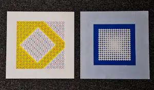 Henk van der Plas - Twee jaren 80 OP-art zeefdrukken - Abstract - potloodgesigneerd kopen? Bied vanaf 45!