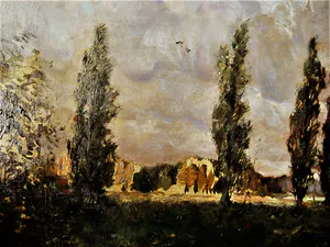 Niet of onleesbaar gesigneerd - Groot expressionistisch olieverf - omstreeks 1920 - Zonverlicht boslandschap kopen? Bied vanaf 1!