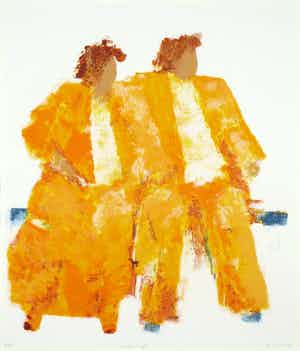 Wil Willemsen - Zeefdruk, Lovely couple verkocht voor € 35!