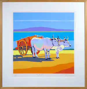 Marco Kooiman - Zeefdruk, The Red Cart - Ingelijst vendu pour 40€ !