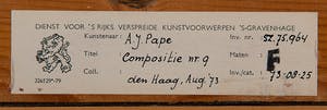 Ton Pape - Compositie no. 9 - 1973 - acrylverf op doek - BKR Den Haag kopen? Bied vanaf 20!