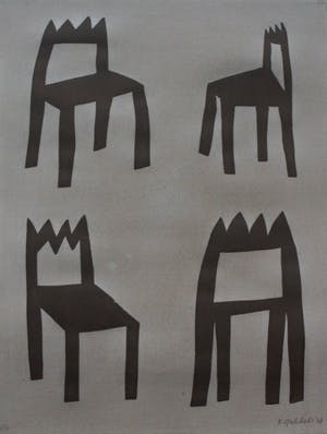 Klaas Gubbels - ingelijste zeefdruk: Stoelen - 2006 (Prachtige lijst) kopen? Bied vanaf 1!