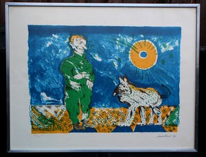 Lucebert - Litho: man met hond-1973 kopen? Bied vanaf 249!