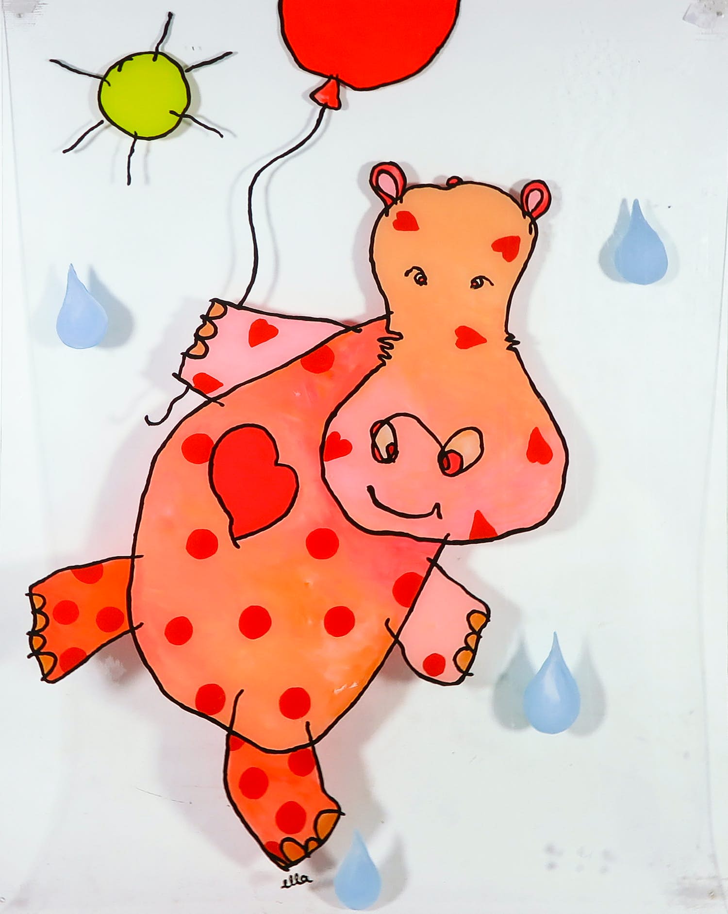 Ella Steenmeijer - Acryl op plexiglas, Kindertekening kopen? Bied vanaf 1!