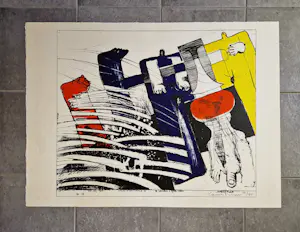 Hannes Postma - Grote kleuren Lithografie - Essay in Ballistics II- 1965 - handgesigneerd kopen? Bied vanaf 20!