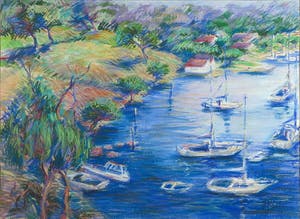 Niet of onleesbaar gesigneerd - Pastelkrijt, Landschap I - Ingelijst kopen? Bied vanaf 1!